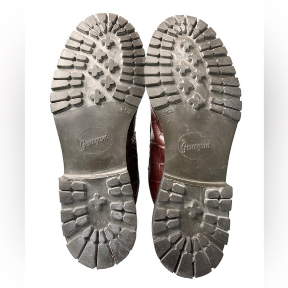 Talbots Slide Mules Sz 6.5 Brown Croc Embossed Leather Clog Chucky Rugged Soles - Picture 7 of 12